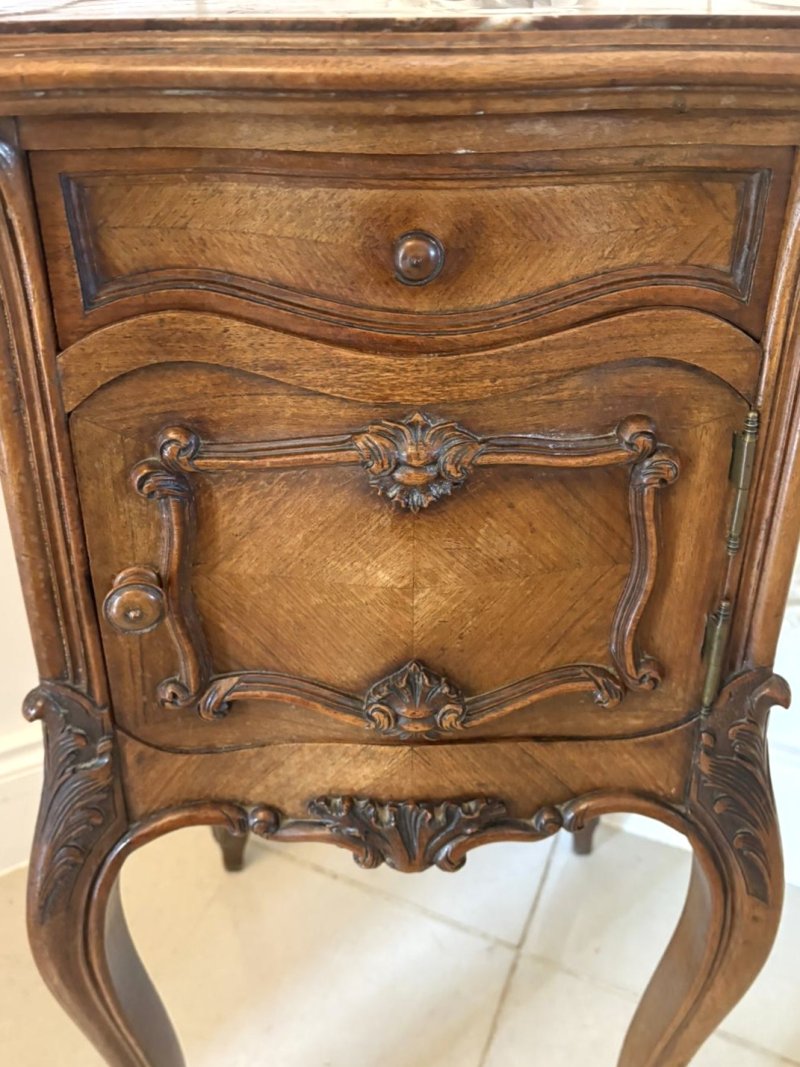Antique Victorian Quality Carved Walnut French Bedside Cabinet - Image 11